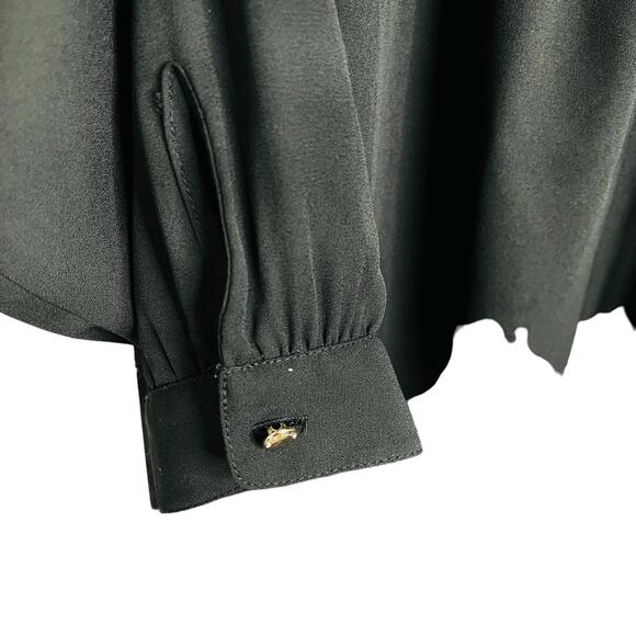 Vince Camuto Lace Up Button Sleeve Drawstring A-Line Black Dress - Picture 6 of 8